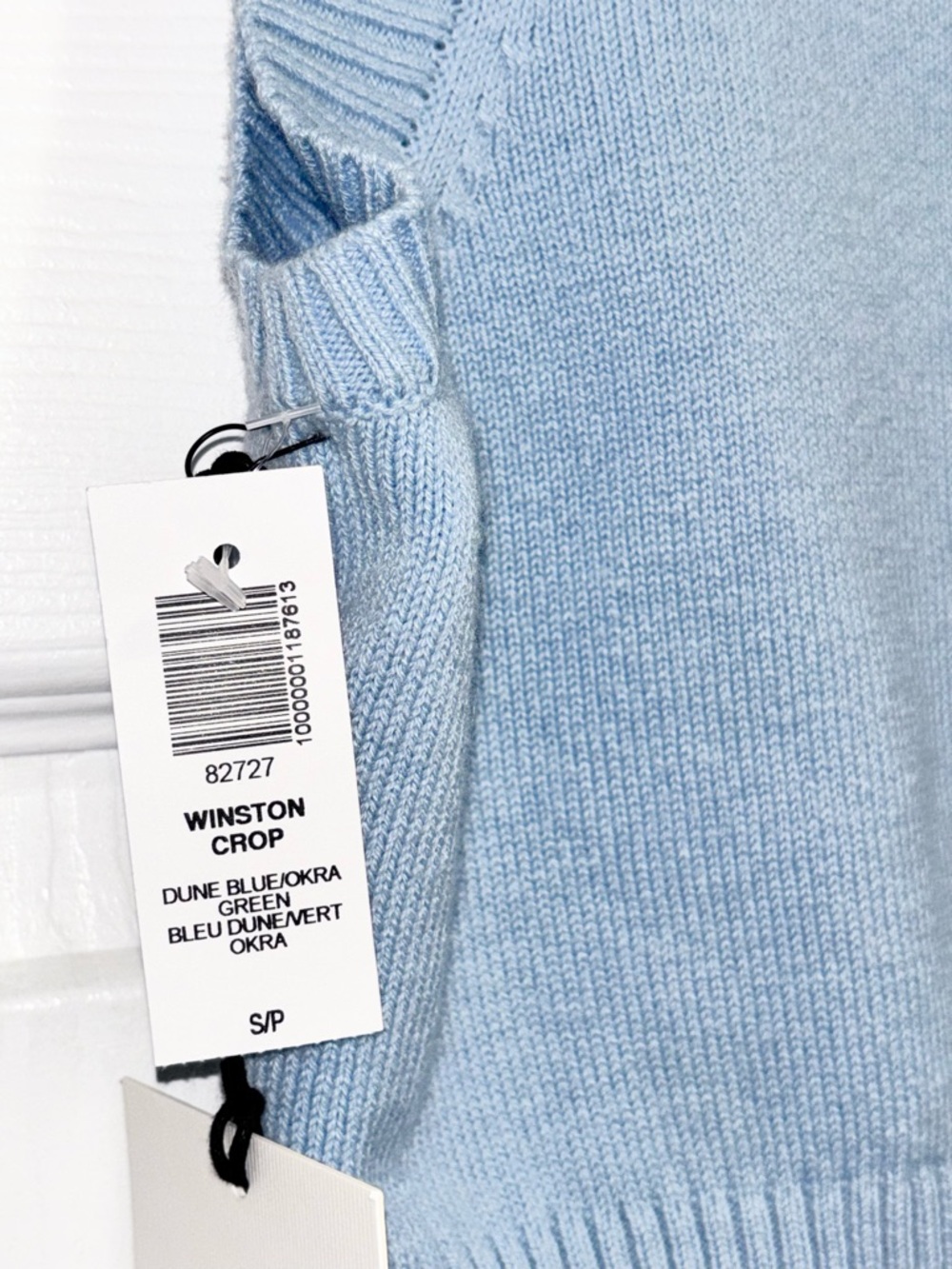 NWT Aritzia Sunday Best Winston Cropped Sweater Vest Merino Wool Blue Sz Small - Picture 3 of 11